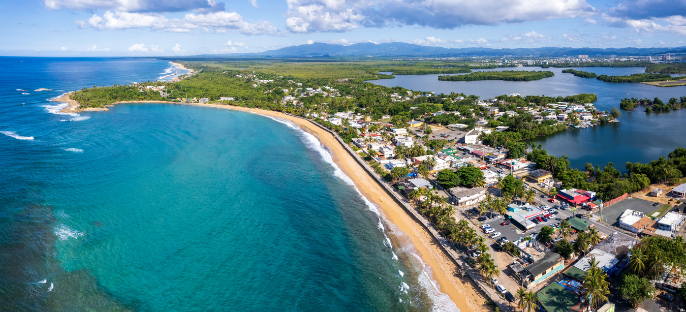 Aerial view of Beach Piñones, Carolina, Loíza, Puerto Rico